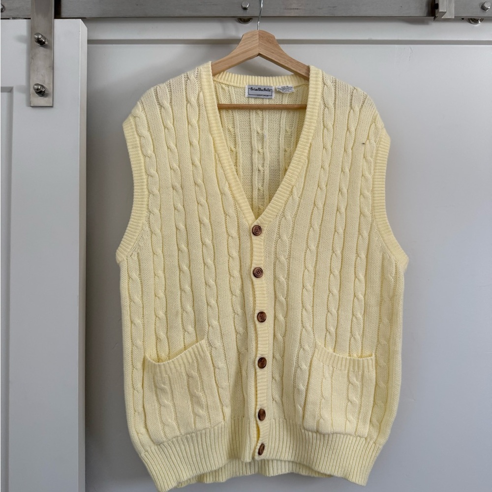 Vintage Yellow Cable Knit Vest
